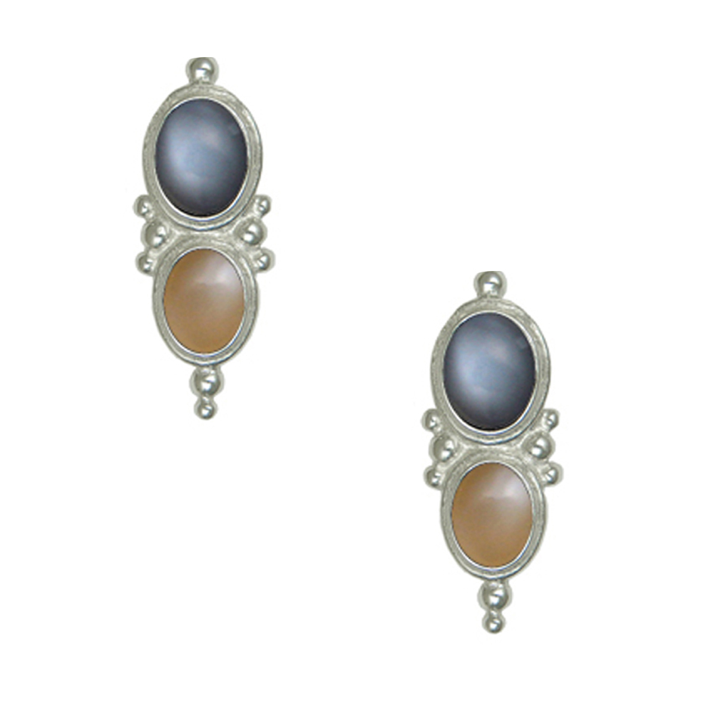 Sterling Silver Drop Dangle Earrings With Grey Moonstone